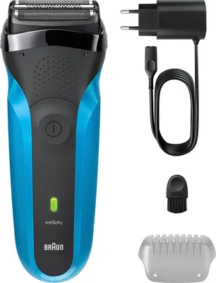 Image de Rasoir électrique BRAUN Série 3 - Bleu et noir - Autonomie de 30 minutes - Charge rapide en 5 minutes