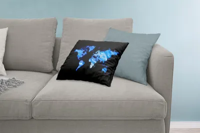Produktbild von MuchoWow® Zierkissen Sofakissen Wohnzimmer Dekokissen 60x40 cm Weltkarte - Schwarz - Aquarell - Kopfkissen - Polster mit Foto
