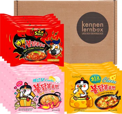 Produktbild von Samyang BULDAK Ramen Combo | Kennenlernbox | 5er Pack Hot Chicken Carbonara & 5er Pack Käse & 5er Pack 2x Spicy