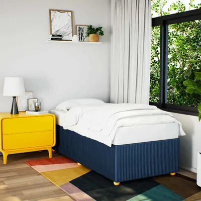 Produktbild von (NEU 2026) Bettgestell moderne, ohne Matratze, Blau 80x200 cm - Stoff - Klassische Betten - 36.9 kg