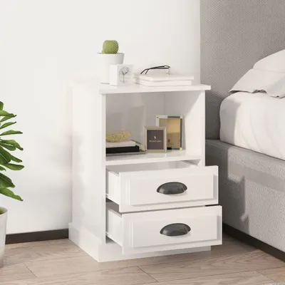 Produktbild von The Living Store Nachttische 2 Stk. Hochglanz-Weiß 43x36x60 cm