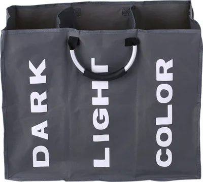 Produktbild von 3-Section grosse faltbare Oxford Wäschekörbe Tasche Wäschesortierer, Wäschebox Wäschesack mit Aluminiumgriffen 60 * 32 * 49 cm