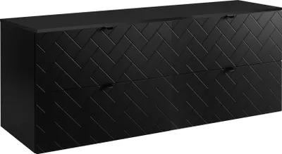 Zdjęcie produktu dla Szafka łazienkowa, czarna, z czarnymi uchwytami / z górną półką, szerokość 160 cm