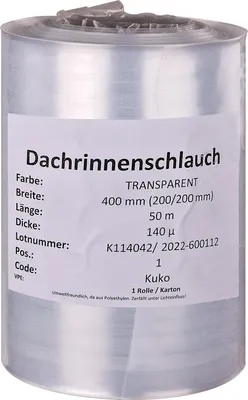Dachrinnenschlauch 50 Meter Regenrohr Fallrohrersatz Dachrinnen Schlauch 140um 4003792036901 772713