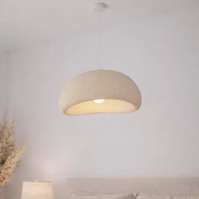 Obrázek produktu pro Závěsná lampa Milton & Oldbrook Japandi, Ø 50 cm, Tuzla, béžová, vzhled kamene