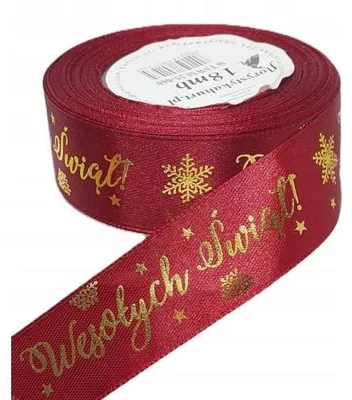 Produktbild von Pogotowie Florystyczno-Ślubne Satinband Weihnachten 25mm 18m Bordeaux-Gold