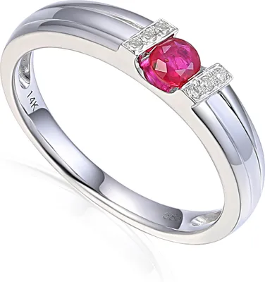 Produktbild von 585er Weissgold Spannring mit Rubin 0,25ct. und Diamanten 0,03ct. Gr. 54