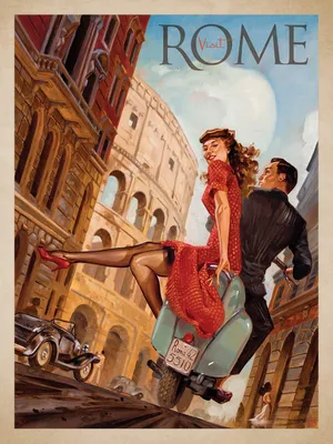 Zdjęcie produktu dla Plakat vintage przedstawiający Rzym, format A3
