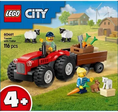 Zdjęcie produktu dla Czerwony traktor z przyczepą i owcą