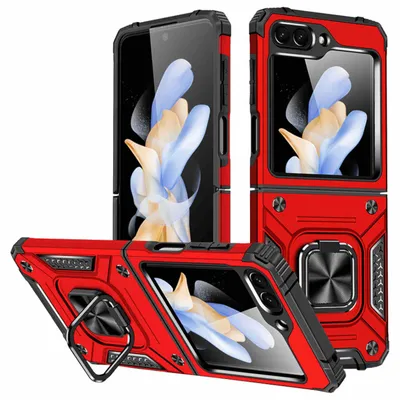 Produktbild von Für Samsung Galaxy Z Flip5 5G Armor Magnet Ring Cover Handy Hülle Tasche Rot Neu