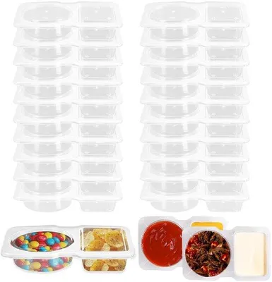 Image de Petites boîtes à collation de 140 ml, lot de 20, à deux compartiments, réutilisables