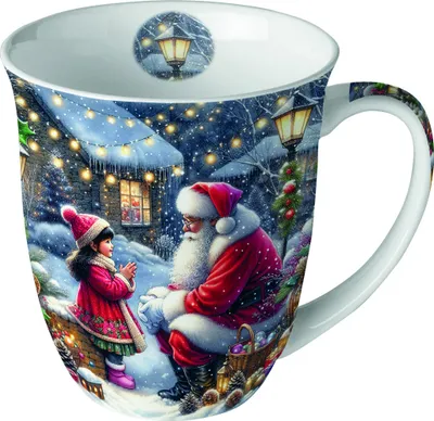 Produktbild von Tasse aus Porzellan Talking to Santa - Santa spricht mit Mädchen 0,4L, Höhe 10,5cm