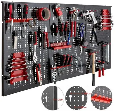 Produktbild von Bolt Edge XL Werkzeugwand – 3-perforierte Paneele 120x60cm – Werkzeughalter und Haken – Für Werkstatt, Garage und Lager – Blau