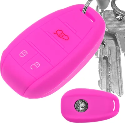 Produktbild von Auto Schlüssel Hülle Silikon Schutz Cover Pink kompatibel mit ALFA Romeo Giulia Stelvio Giulietta 3 Tasten KEYLESS SMARTKEY
