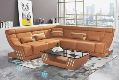 Immagine prodotto di Divano Ad Angolo A L Marrone Di Design Rivestimento In Ecopelle Divani