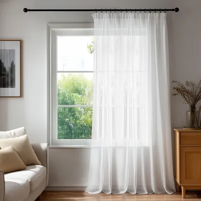 Obrázek produktu pro Průsvitné záclony s volánovou páskou, rozměry 280 x 245 cm, bílé