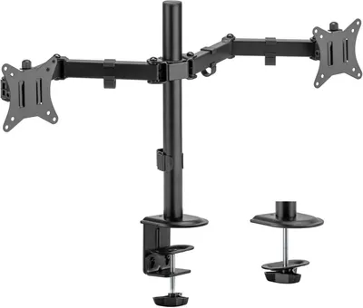 Immagine prodotto di Supporto per monitor Toboli per due monitor fino a 32 pollici Supporto per schermo Morsetto da tavolo VESA 75/100