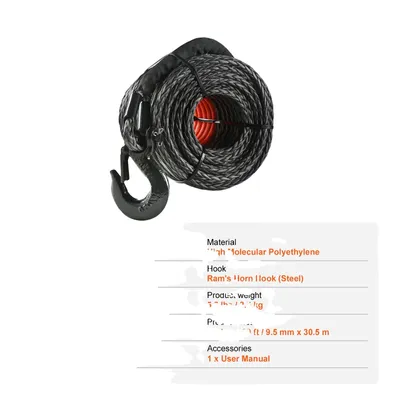 Obrázok produktu pre Lano navijaka, vysoká pevnosť, kovaný hák, oranžové