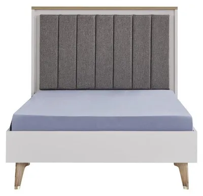 Obrázok produktu pre Bettrahmen Kinderzimmer Kinderbett 100 cm Jugendbett Holz Grau Stoff