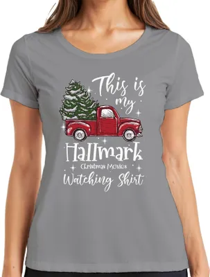 Produktbild von This is my Hallmark watching Shirt - Weihnachten Weihnachtsgeschenk Christmas Damen T-Shirt, Grau, L