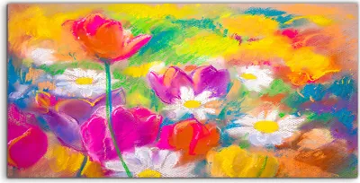 Produktbild von Coloray Canvas 120x60  Wandbild Leinwand Bilder Kunst Original Pastell Malerei Blumen