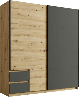 Obrázok produktu pre Vysoká šatníková skriňa 181 cm ANSERMA - dub artisan / grafitová
