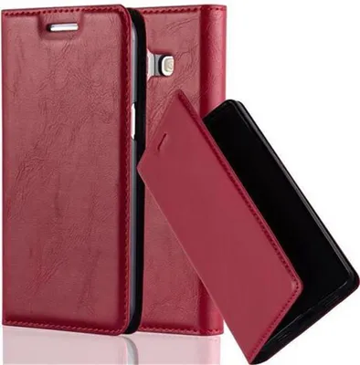 Obrázok produktu pre Cadorabo Case for Samsung Galaxy J1 2015 Protective Case in Red Puzdro na mobilný telefón s magnetickým zatváraním