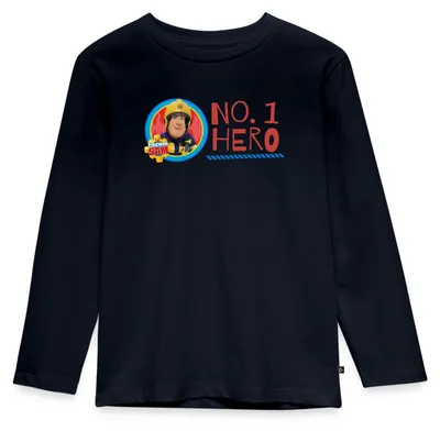 Produktbild von Spreadshirt Feuerwehrmann Sam™ No. 1 Hero Kinder Premium Langarmshirt, 134/140 (8 Jahre), Navy