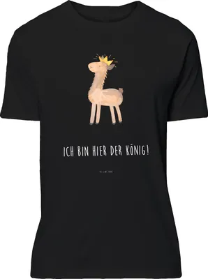 Produktbild von Mr. & Mrs. Panda Tshirt Lama König - Schwarz - Geschenk, S T-Shirt, Lustiges, Papa, Shirt, Abitur, Mama, oberteil, Freundin, Lamas