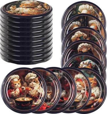 Produktbild von KADAX Schraubdeckel fi82 mm, Twist-Off-Deckel Set aus Metall, Ersatzdeckel für Einmachgläser, Deckel mit 6 Einrastzähnen für Sturzgläser und Einmachgläser (Katzen, 10 Stück)