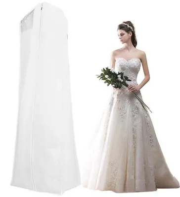 Produktbild von Lange Kleiderständer, 180 cm, weiß, atmungsaktiv, stoffreundlich, mit Reißverschluss, für Hochzeitskleider, Abendkleider, lange Mäntel.