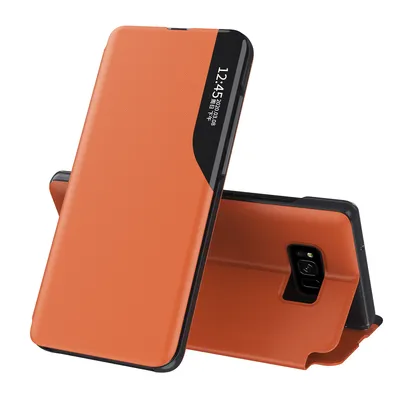 Immagine prodotto di Custodia per Galaxy S8, Smart View Window Flip Stand Custodia protettiva in Finto cuoio per Samsung Galaxy S8 Arancione