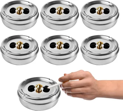 Productafbeelding van Asbak met deksel, 6 stuks, diameter 11 cm, winddicht, geschikt voor balkon en terras