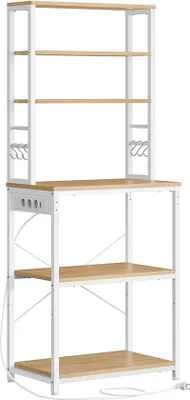 Immagine prodotto di Tagliere da cucina con prese elettriche - Legno di quercia - Bianco - Acciaio - Larghezza - 40 cm x 60 cm x 167 cm - 15,7 kg - Ideale per l'organizzazione