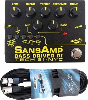 Image de Tech21 SansAmp Bass Driver DI V2 pédale de préampli avec câble XLR