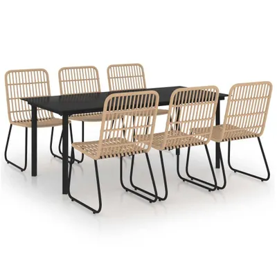 Immagine prodotto di set da pranzo da giardino 7 pezzi in polirattan e vetro