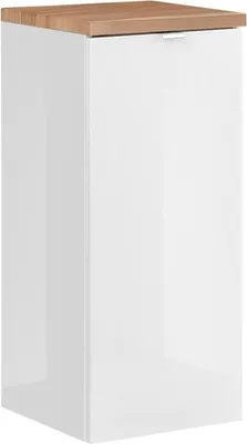 Produktbild von Unterschrank Für Badezimmer 35 Cm, 1 Tür, Weiß Glänzend, Eiche Goldfarben