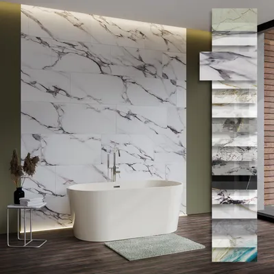 Produktbild von HEXIM Marmorplatten Optik 9 Stück 78x39cm SPC Kunststoff Innen & Außenbereich Granit Steinoptik - Duschrückwand Küchenrückwand Wasserfestes Wandpaneel für Bad (2,74 m² 2003) A-Serie