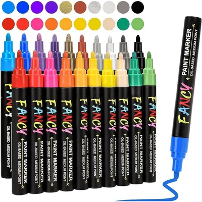 Produktbild von Acrylstifte wasserfest 20 Farben 3mm Permanent Marker für Keramik Glas Papier Leinwand