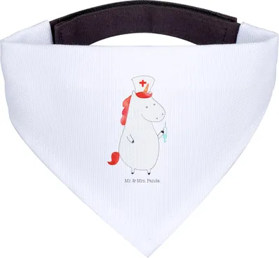 Produktbild von Mr. & Mrs. Panda Hund Halstuch Einhorn Krankenschwester - Weiß - Geschenk, Unicorn, Für Hunde, Ärztin, Hunde-Halstuch, Krankenhaus, Hundehalstuch, Dankeschön