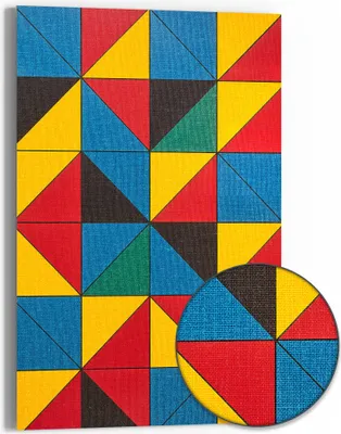 Produktbild von DEQOART Hybrid Leinwand Bild 60x90 cm 'Dynamische Primäre' Wandbild Glas flach modern