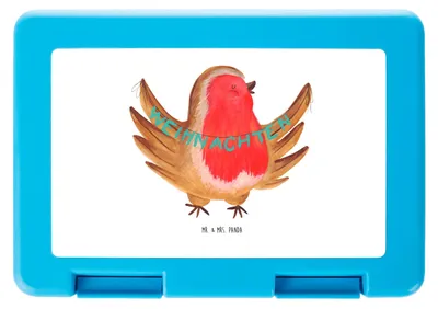 Produktbild von Mr. & Mrs. Panda Bentobox Rotkehlchen Weihnachten - Weiß - Geschenk, Snackbox, Winter, Lunchbox, Weihnachtsgruß, Brotbehälter, Frohe, Bento Box, Xmas, Vogel