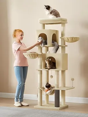Produktbild von Feandrea Kratzbaum groß, XL, mehrstöckiger Katzenbaum mit Höhlen und Liegemulden