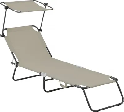 Produktbild von Klappbare Sonnenliege "Lazy" - Mit Sonnenschutz - Taupe