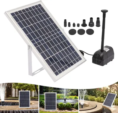 Immagine prodotto di Pompa solare per acqua - Pompa sommersa per fontane - 17 V DC - 10 W - Azionamento diretto - Senza batteria/spina - Portatile