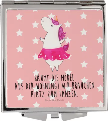 Produktbild von Mr. & Mrs. Panda Reisespiegel Einhorn Ballerina - Rot Pastell - Geschenk, Taschenspiegel, Klappbarer Spiegel, Geburtstag, Unicorn, Einhörner, Kosmetikspiegel, Party, Spaß