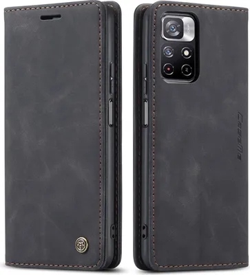 Produktbild von Redmi Note 11S Hülle, Retro Kunstledertasche mit Standfunktion Schutzhülle für Xiaomi Redmi Note 11 4G / Note 11S Schwarz