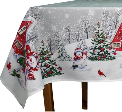 Produktbild von Tischdecke JUNA Schneemänner Weihnachten Polyester 130 x 170 cm