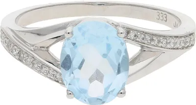 Produktbild von Ring Weißgold 333 Blautopas Zirkonia JL10-07-3545 JuwelmaLux Größe 56