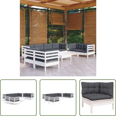 Produktbild von The Living Store 9-tlg. Garten-Lounge-Set mit Kissen Kiefer Massivholz
